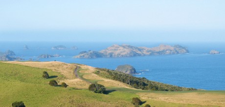 Kauri Cliffs golf course from Eagles Nest, Russell, Bay of Islands, New Zealand