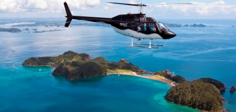 Helicopter at Eagles Nest, Russell, Bay of Islands, New Zealand